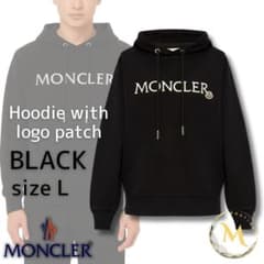 新品☆MONCLER logo patch hoodie パーカー L 黒色 新品☆MONCLER logo patch hoodie パーカー L 黒色 - メルカリ