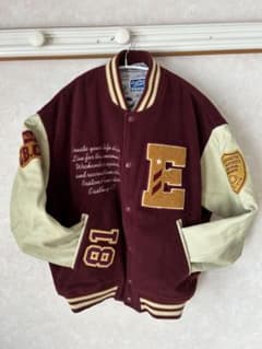 EASTBOY スタジャン Lサイズ 袖レザー ワッペン バーガンディのサムネイル
