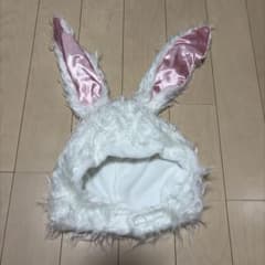 うさ耳 ファー 帽子 コスプレ ホワイト ピンクのサムネイル