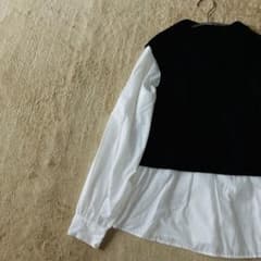 SUREVE シュリーブ ニットベストドッキングブラウス チュニック L 黒