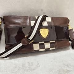 【美品】ATAO アタオ ショルダーバッグ 2way 市松模様 チョコ　ラーフル 美品】ATAO アタオ ショルダーバッグ 2way 市松模様 チョコ ラーフル