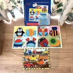 Melissa & Doug 木製パズル 3枚セット 知育玩具のサムネイル