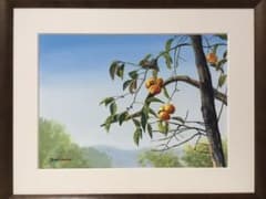 水彩画「柿の木のある風景」のサムネイル
