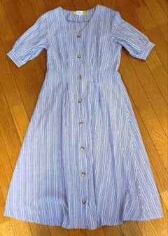 ストライプ 半袖 ロングシャツワンピース Mのサムネイル