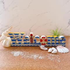 【ハンドメイド】木製ウェルカムボード マリン風 夏インテリア オブジェのサムネイル