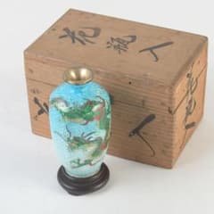 中国 古七宝琺瑯彩 龍文瓶 唐木台 時代箱付 V 9724 - メルカリ