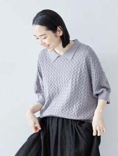 アトリエナルセ グレー コットン襟つきレトロニット - メルカリ