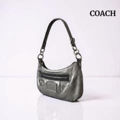 COACH デニムキャンバス　ワンショルダーバッグ　シルバー金具　y2k COACH ワンショルダーバッグ シルバー メタリック ハーフムーン Y2K