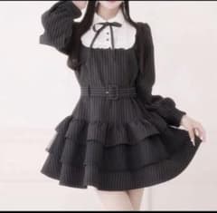 Palelfy リボン付きドットチュールティアードワンピース ストライプ 完売品のサムネイル