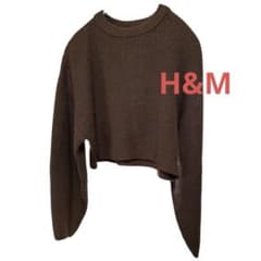 H&M クロップド丈ニット ブラウン Sサイズ ショート丈 セーターのサムネイル