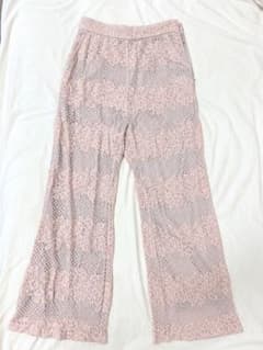 ナイスクラップ　レース ワイドパンツ ベージュ レディース ピンクのサムネイル