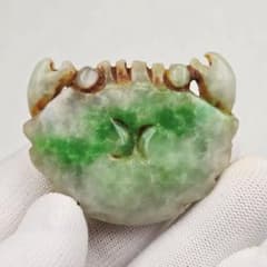 収集品 古美術 古翡翠 手彫り 蟹 根付 玉佩 風水開運 八方来財 激安