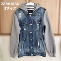 ZARA デニム ジャケット フード ダメージ 秋冬 Sサイズ メンズ アウターのサムネイル