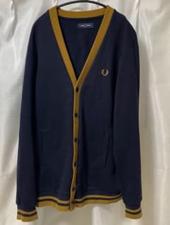 FRED PERRY カーディガン ネイビー×マスタード　Mサイズのサムネイル