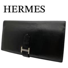 HERMES エルメス ベアン クラシック ▢I刻印 二つ折り 長財布 ブラック