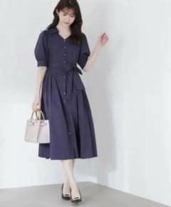半袖シャツワンピース ネイビー Mサイズのサムネイル