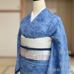 絽　紗　夏着物　小紋　4点セット　茶屋辻　バチ襟　洗える着物　夏2のサムネイル