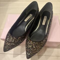 DIANA ダイアナ　クラシカルフラットシューズ　グリッター　ブラック　24㎝ DIANA ダイアナ ブラック グリッター フラットシューズ M - メルカリ