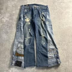 クラッシュ パッチワーク リメイクデニム ワイドフレア ダメージ vol 