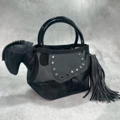美品 ラドロー ハンドバッグ ホースバッグ 馬 タッセル メッシュ 自立 黒 美品 ラドロー ハンドバッグ ホースバッグ 馬 タッセル メッシュ 自立