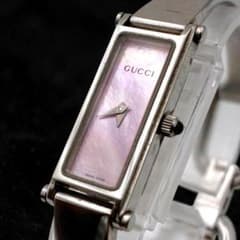 GUCCI 1500L バングルウォッチ ピンクシェル文字盤 稼働品 美品