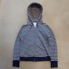 OLD UNIQLO y2k 短丈ダブルジップ パーカーネイビー/ホワイトのサムネイル