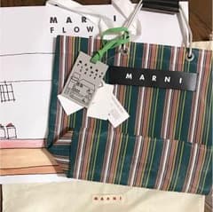 【未使用】マルニ ストライプバッグ グリーン タグ付きのサムネイル