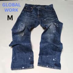 グローバルワーク ダメージ加工デニムパンツ Ｍ ダークブルー ジーンズ