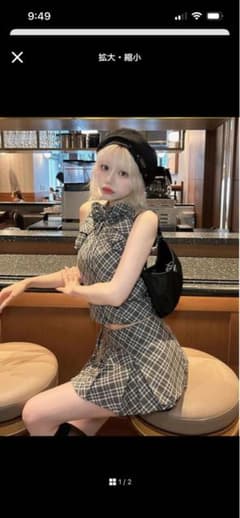 リボンチェックノースリブラウス & チェックスカートライクショートパンツ setのサムネイル