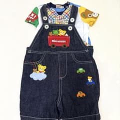MIKIHOUSE オーバーオール Tシャツセット デニム ワッペンミキハウス