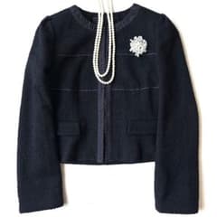 トゥービーシック ツイード ノーカラージャケット 大きいサイズ