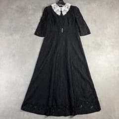 Leja レジャ 総レースロングワンピース ドレス L 白襟 結婚式 お呼ばれ