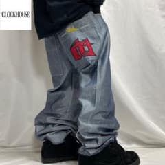 DollsKill 13日の金曜日 ジェイソン y2k バギー カーゴ デニム Dolls Kill x WB Horror Jason Mask Baggy Denim Jeans - Washed