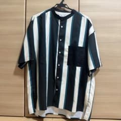 THE SHOP TK ストライプ バンドカラー 半袖シャツのサムネイル