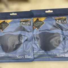 人気洗える大きめ立体マスク2セットネイビー - メルカリ