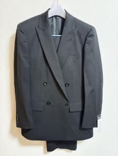新品　礼服 喪服　ブラックダブルスーツ　アジャスター付きのサムネイル
