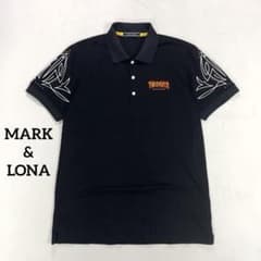 極美品 MARK&LONA ストレッチ コットン混紡 半袖 ポロシャツ 48 黒