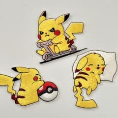 ピカチュウ刺繍ワッペンセットポケモンワッペン 3点セット - メルカリ
