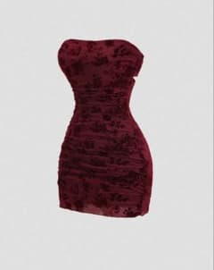 赤 SHEIN ミニドレス ストラップレス キャバドレス　パーティドレス　Sのサムネイル
