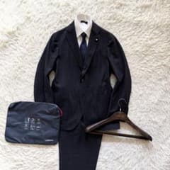 <美品>LARDINI easy wear 新ロゴ ネイビー ナイロンスーツ48 美品>LARDINI easy wear 新ロゴ ネイビー ナイロンスーツ48