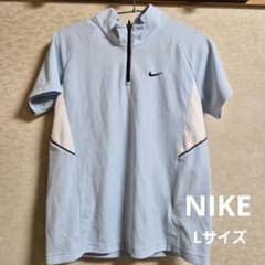 NIKE DRI-FIT ハーフジップ 半袖シャツ ライトブルー Lのサムネイル