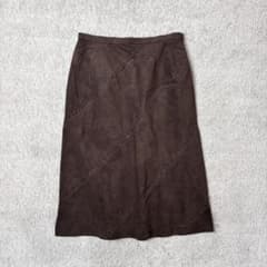 ギビー　レナウンルック　フェイクスエード　パンチングスカート　茶　M相当