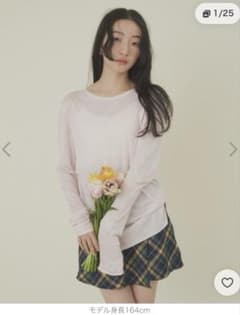 giunon ピンクシアー 薄いピンクの長袖Tシャツのサムネイル
