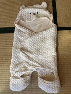 くまさん ベビーおくるみ フード付き アイボリーのサムネイル