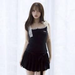 andmary Cotton ribbon tank black - メルカリ