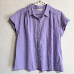 BRICK HOUSE ノースリーブシャツ パープル Mサイズ　麻混のサムネイル