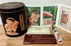 明治製菓のお菓子缶 レトロ缶 ポストカード 当時のお菓子の印刷を復元