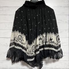 シルエット柄 シフォン スカート ブラックのサムネイル