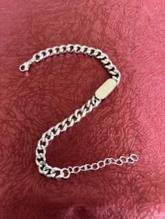 プレート付き チェーンブレスレット シルバーカラー　ステンレス製のサムネイル