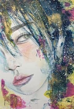 美人画 水彩 抽象的 現代アート アナログアート イラスト インテリア